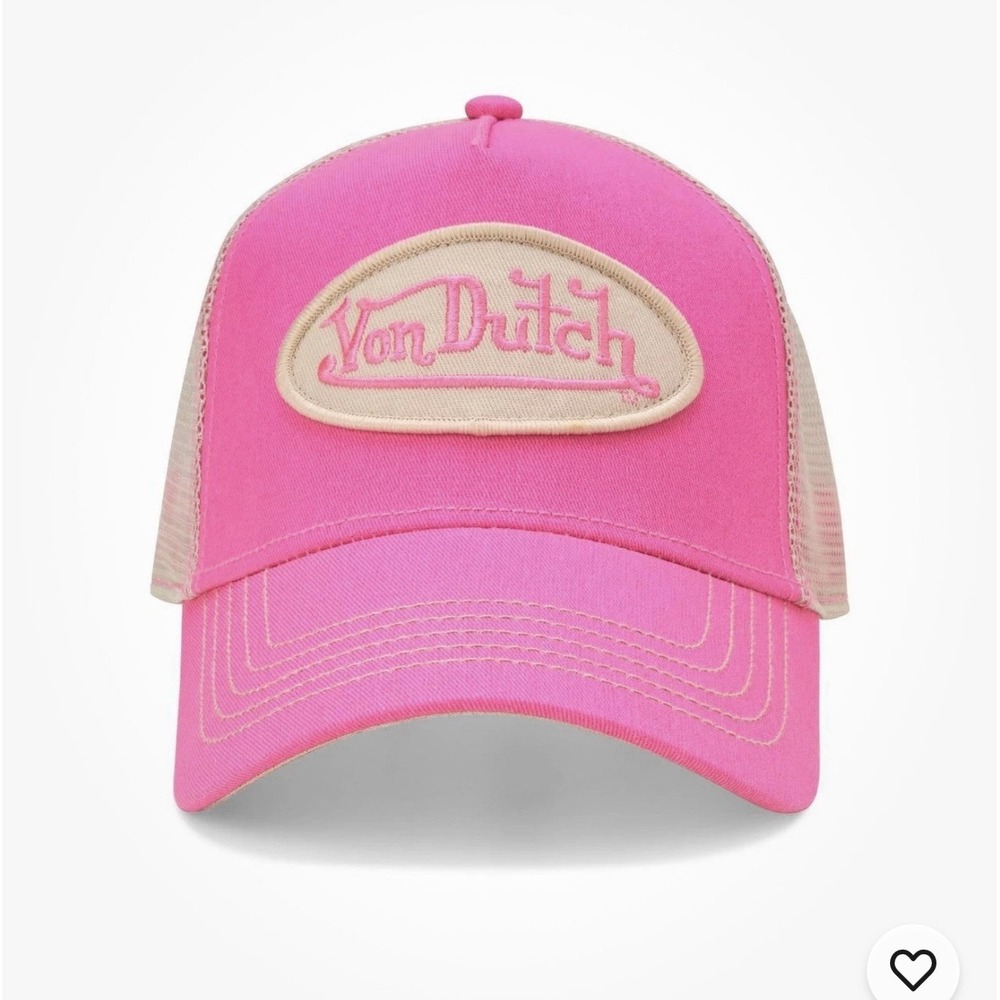 NEW Von Dutch Hat Cap Snap Back Pink Off White Trucker Mesh Embroidered Patch